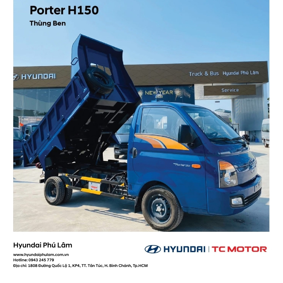 Xe tải H150 thùng ben màu xanh