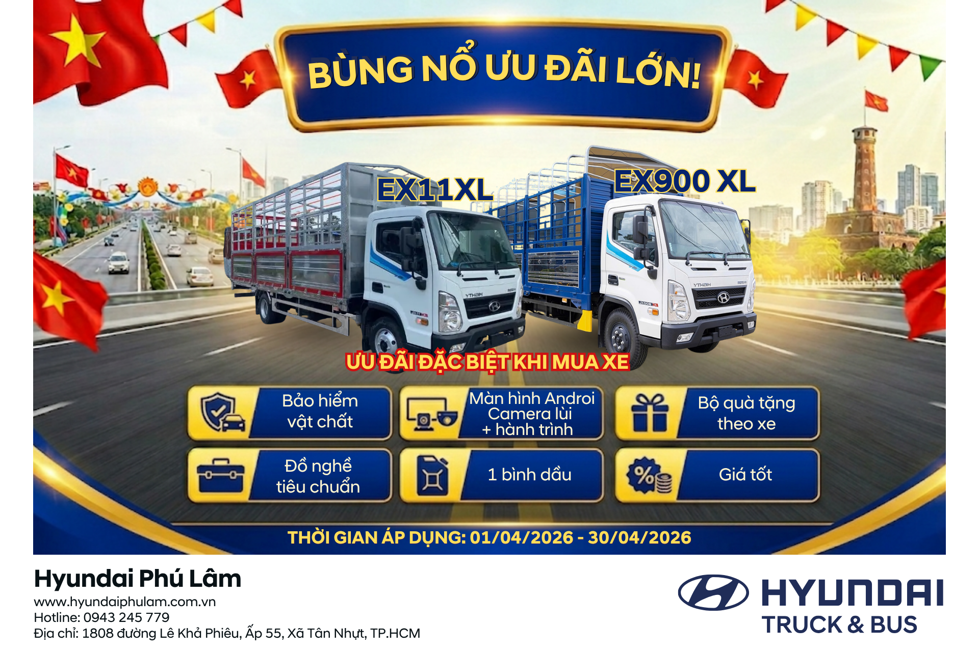 🚛THÁNG 4 NÀY CỰC CHẤT - BÙNG NỔ ƯU ĐÃI LỚN TẠI HYUNDAI PHÚ LÂM 🎉